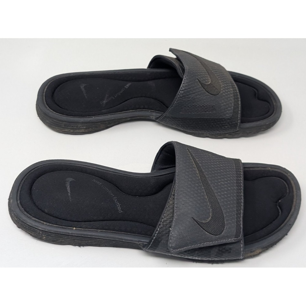 Nike SolarSoft Comfort Slide Sandals Mens 9 Black Gray Memory Foam 705513-090
